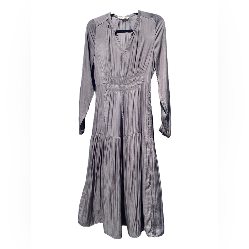 Grey Grade & Gather Maxi Long Sleeve Fitted Waist